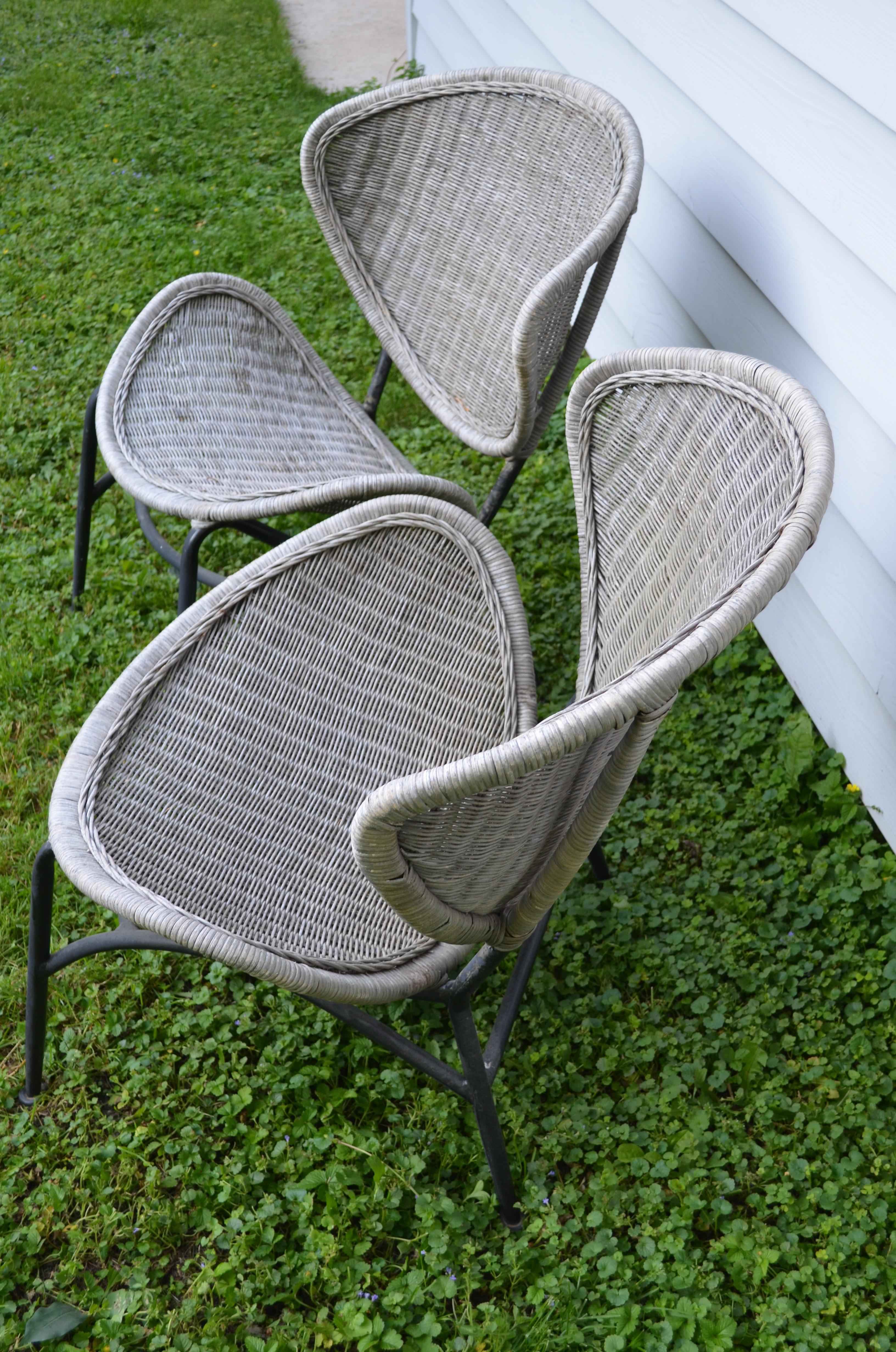 Salterini Wicker Clamshell Chairs, Pair, with Steel Frame for Home, Patio, Porch 3