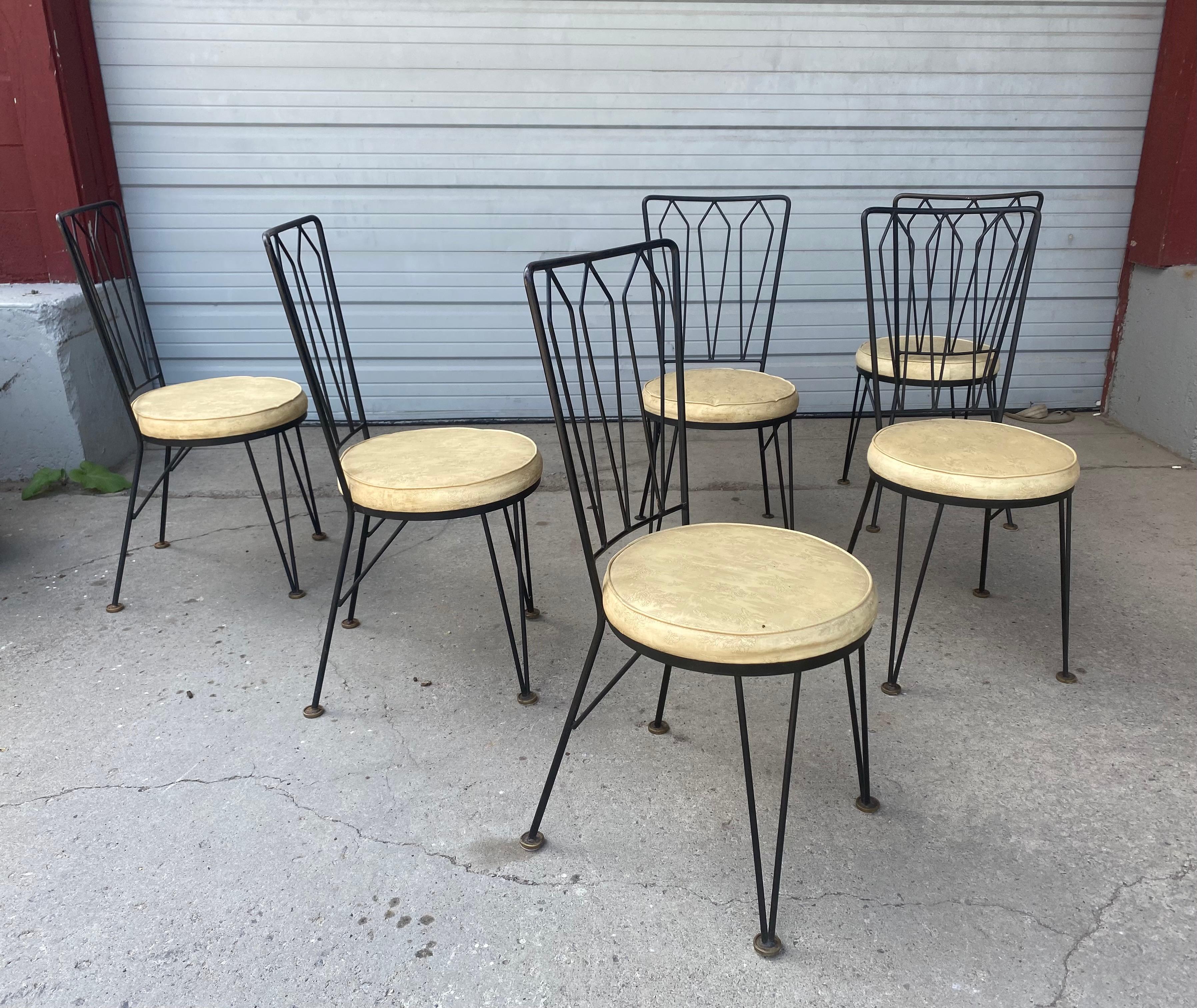 Mid-Century Modern Salterini / Woodard Wrought Iron Dining Chairs /Modernist Antarenni Industries