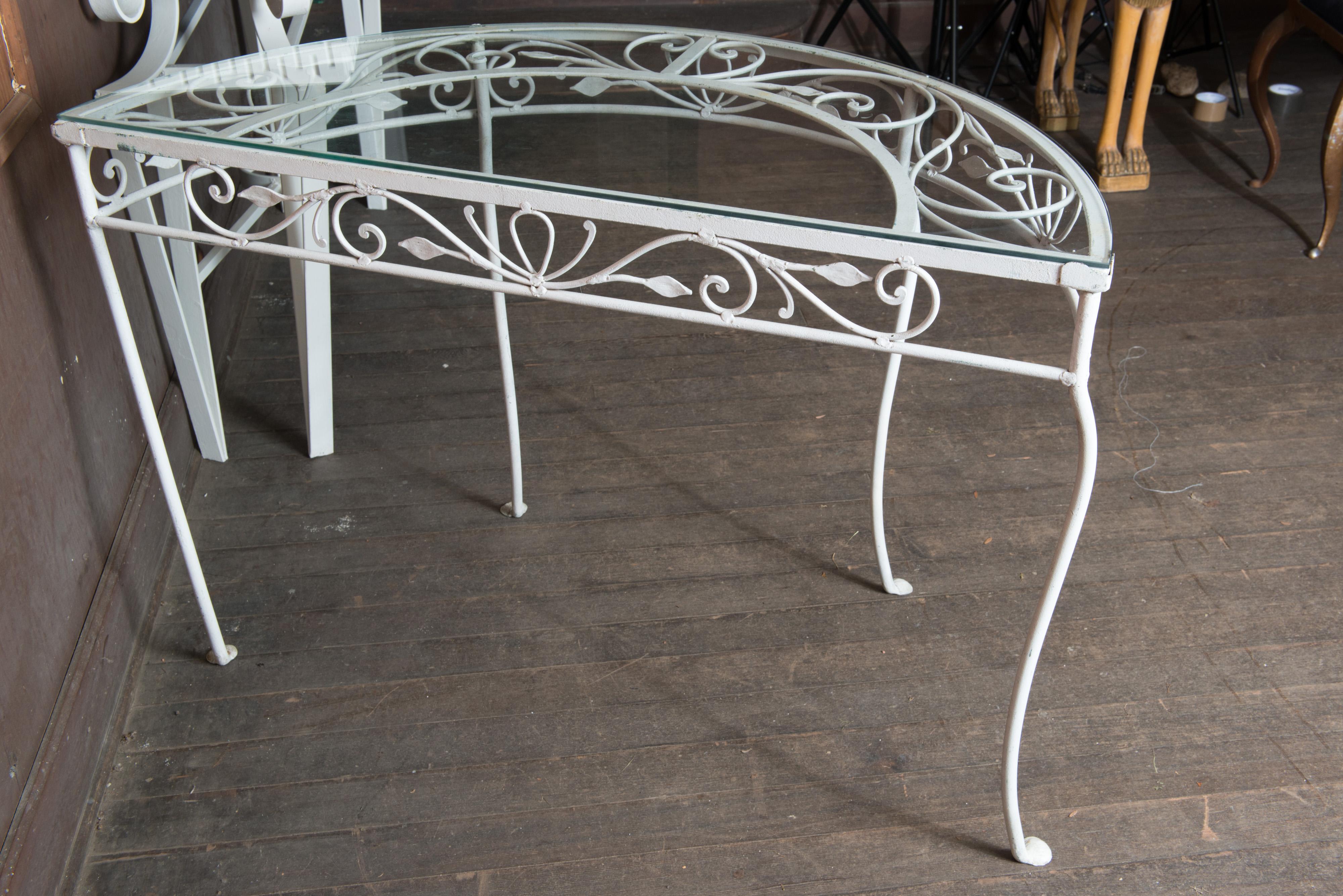 Salterini Wrought Iron Demi Lune Console Table For Sale 1