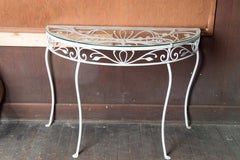 Wrought Iron Demi Lune Console Table by John Salterini, 1940s