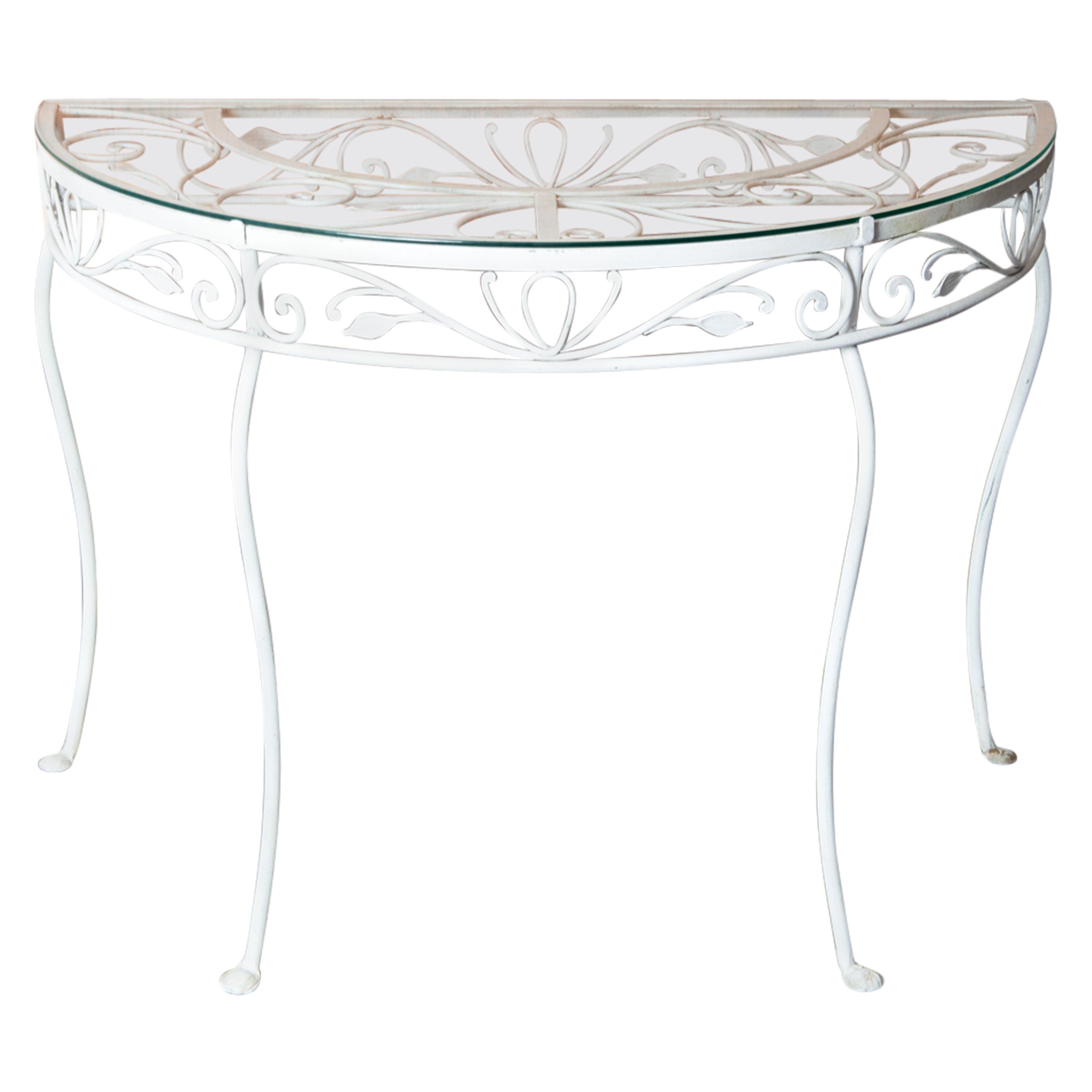 Salterini Wrought Iron Demi Lune Console Table