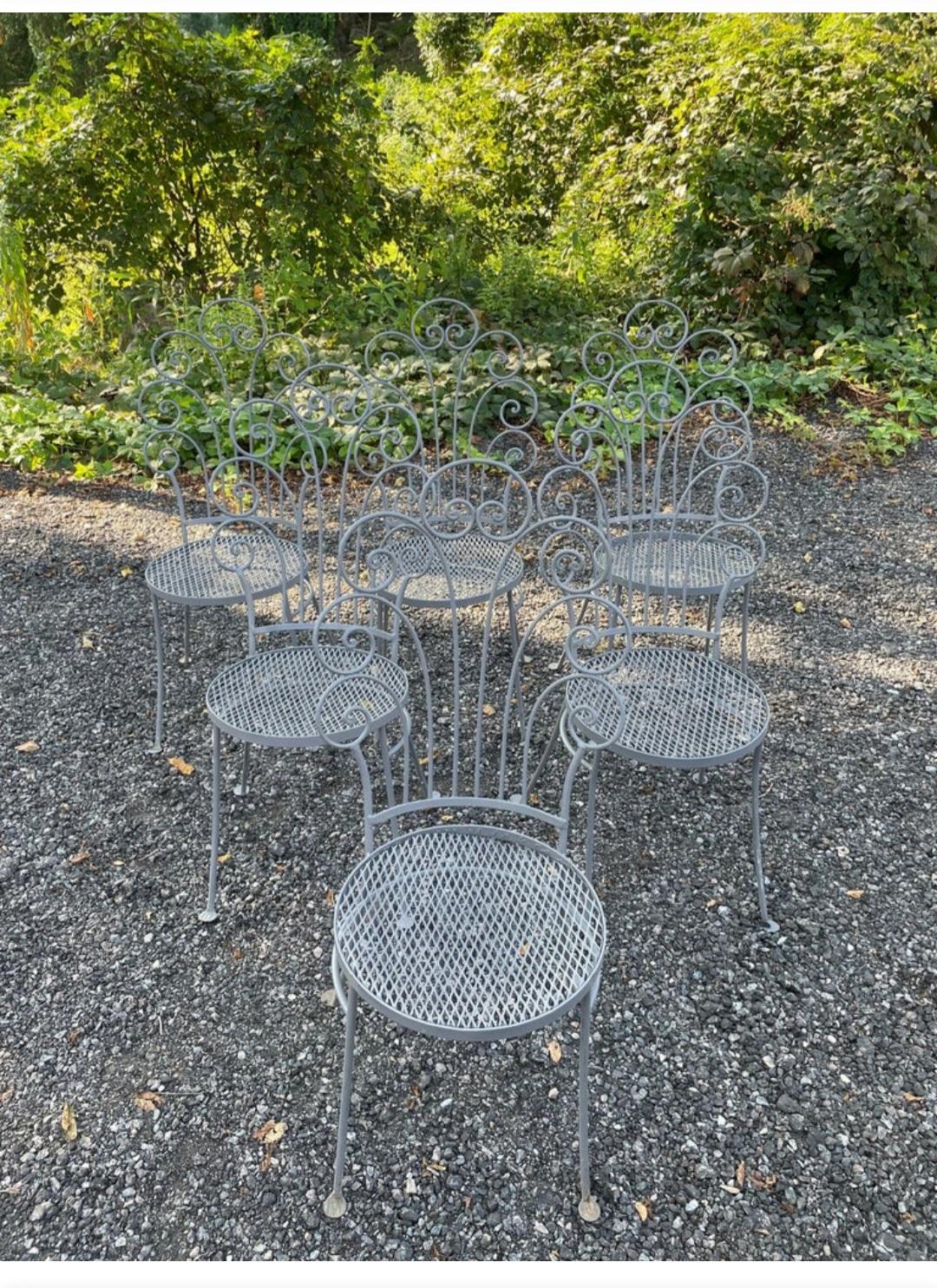 Early 20th Century Salterini Wrought Iron Dining Seating Set of 6 For Sale