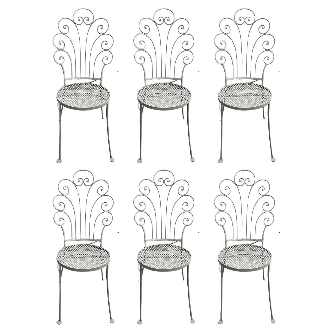 Salterini Wrought Iron Dining Seating Set of 6 For Sale