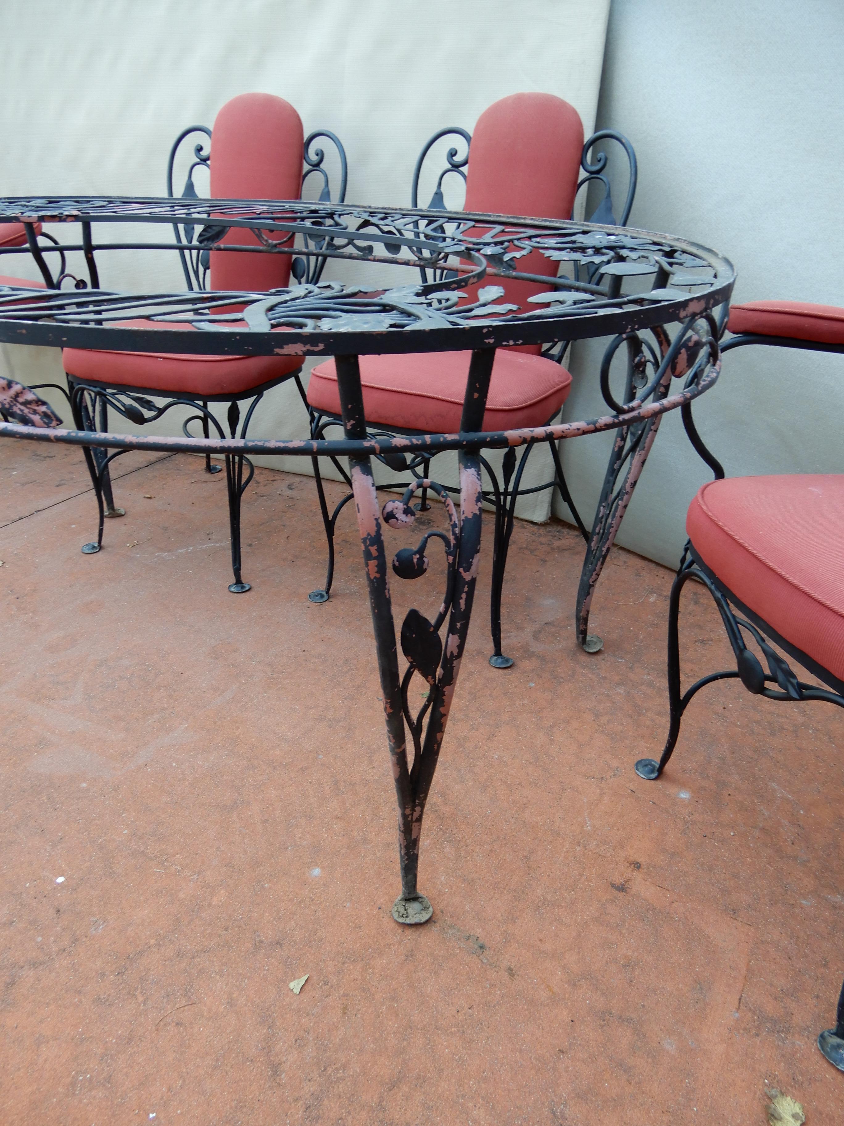 Salterini Wrought Iron Indoor Dining Set 7 Pieces For Sale 4