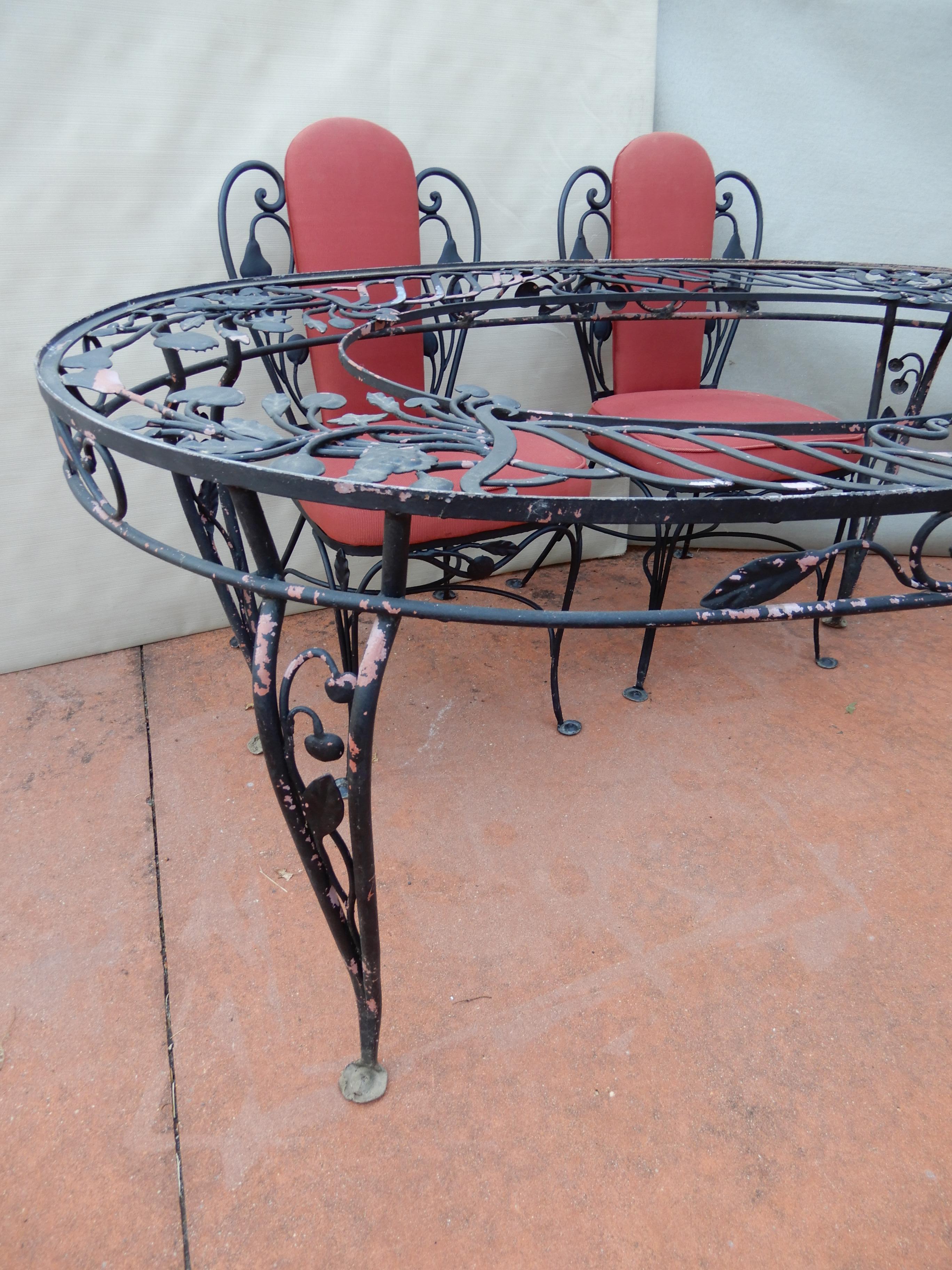 Salterini Wrought Iron Indoor Dining Set 7 Pieces For Sale 6