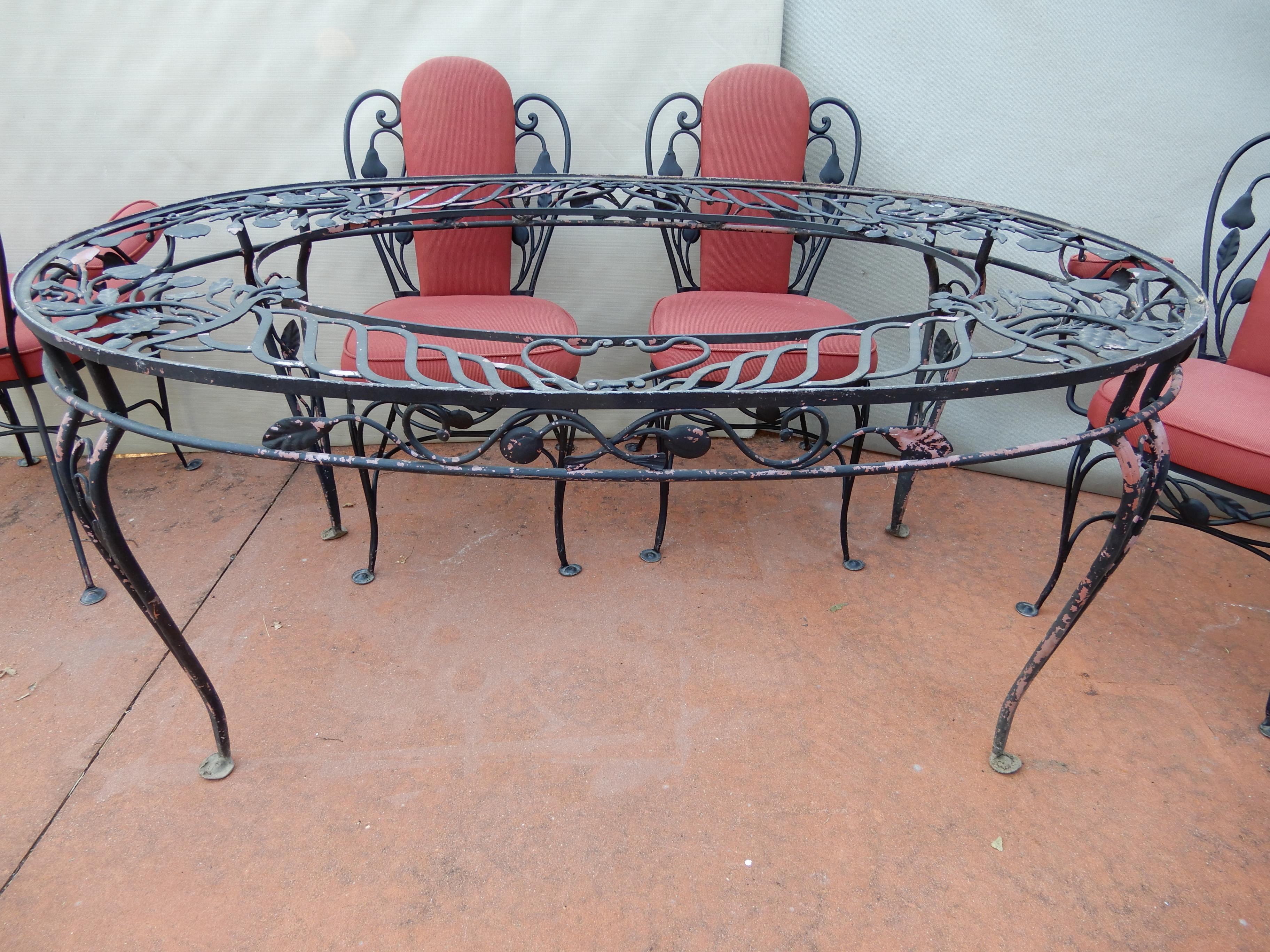 Mid-20th Century Salterini Wrought Iron Indoor Dining Set 7 Pieces For Sale