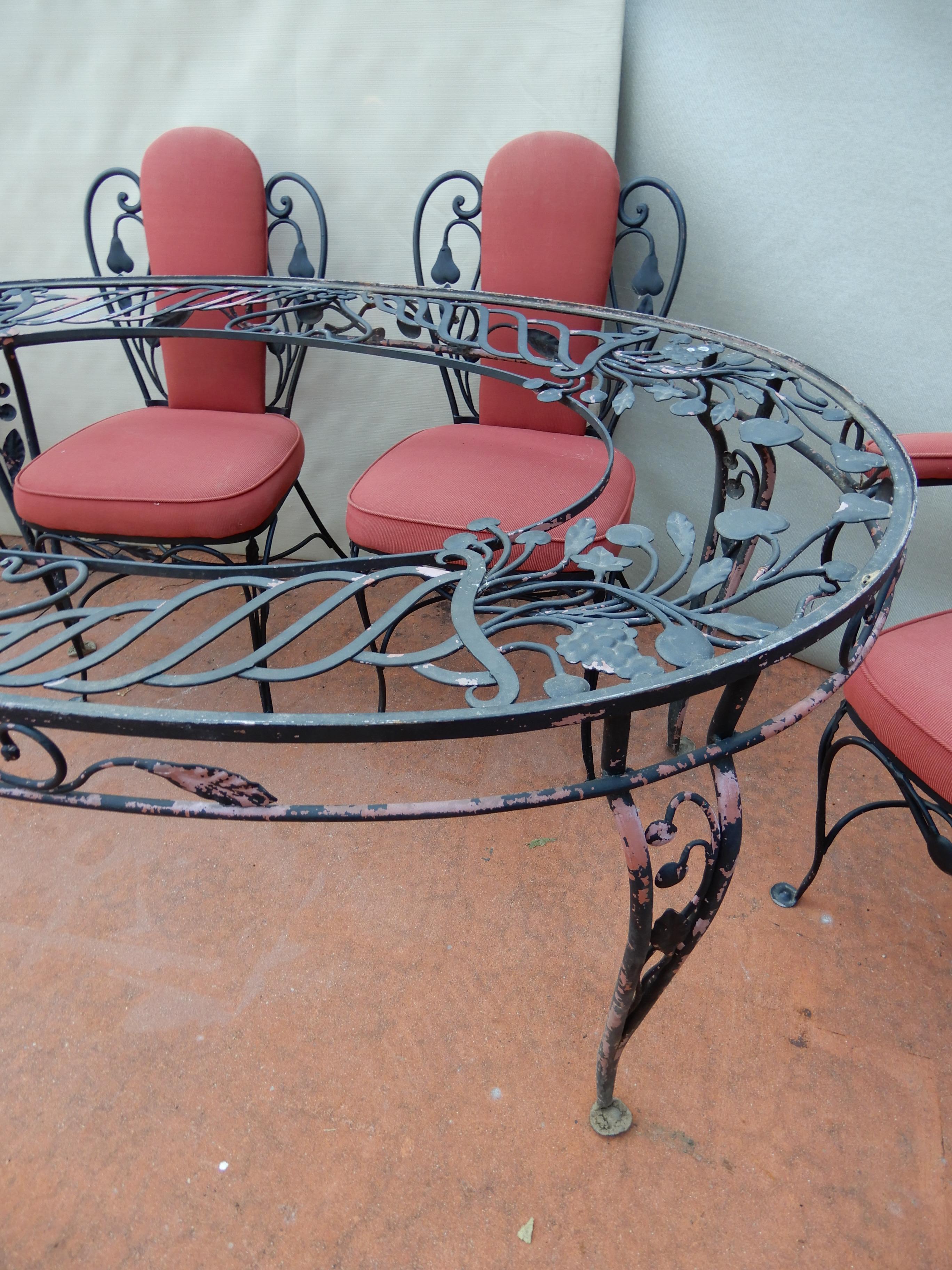 Salterini Wrought Iron Indoor Dining Set 7 Pieces For Sale 3