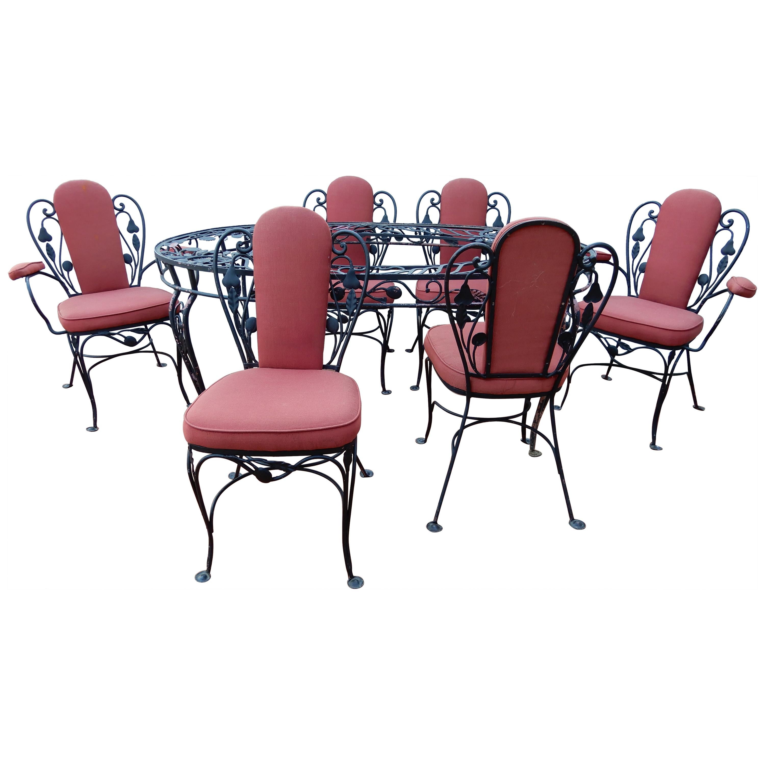 Salterini Wrought Iron Indoor Dining Set 7 Pieces For Sale