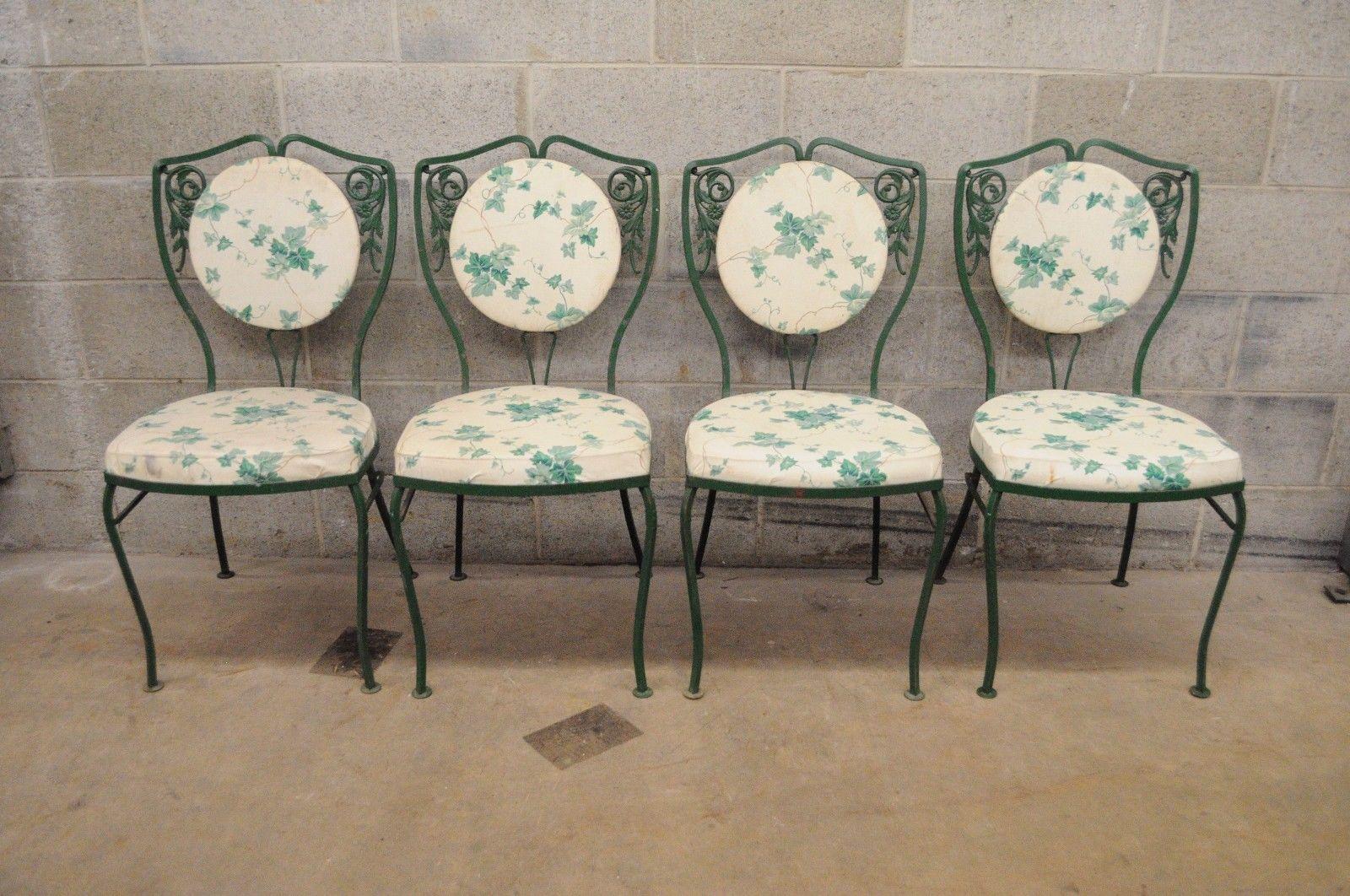 Salterini Wrought Iron Patio Dining Set Table Four Chairs Garden Furniture 5
