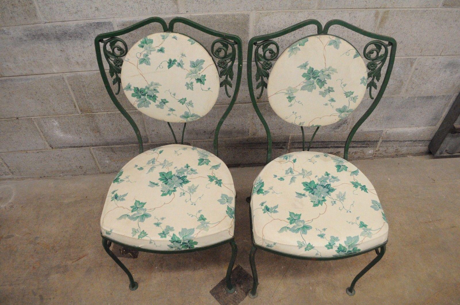 20th Century Salterini Wrought Iron Patio Dining Set Table Four Chairs Garden Furniture