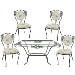 Salterini Wrought Iron Patio Dining Set Table Four Chairs Garden Furniture