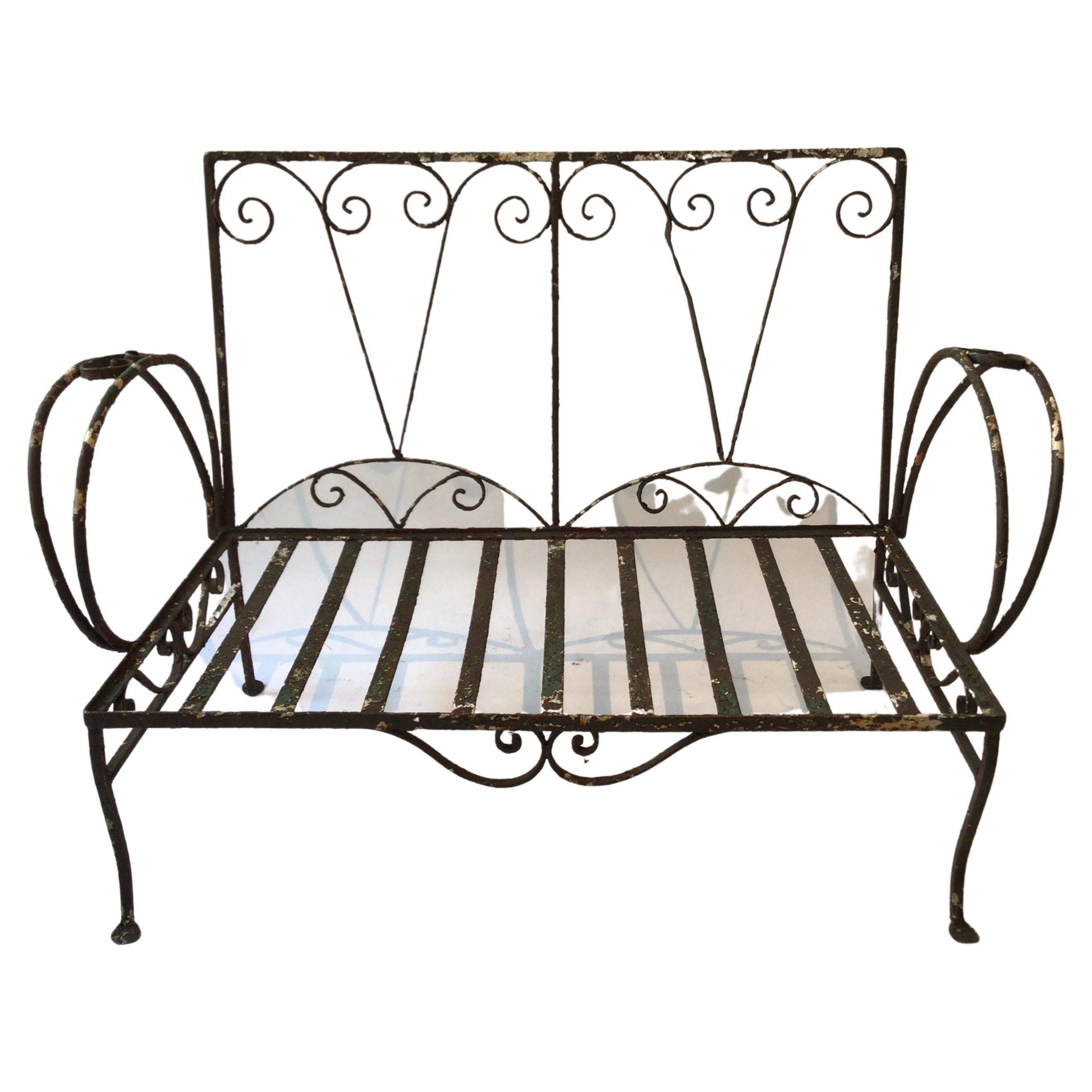 Salterini Wrought Iron Settee For Sale