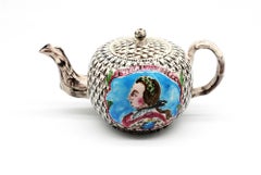 Saltglaze Teapot with portrait of Frederick the Great of Prussia and the Prussia
