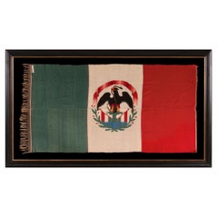 Used Saltillo Serape, in the Form of the Mexican National Flag, ca 1885-1910