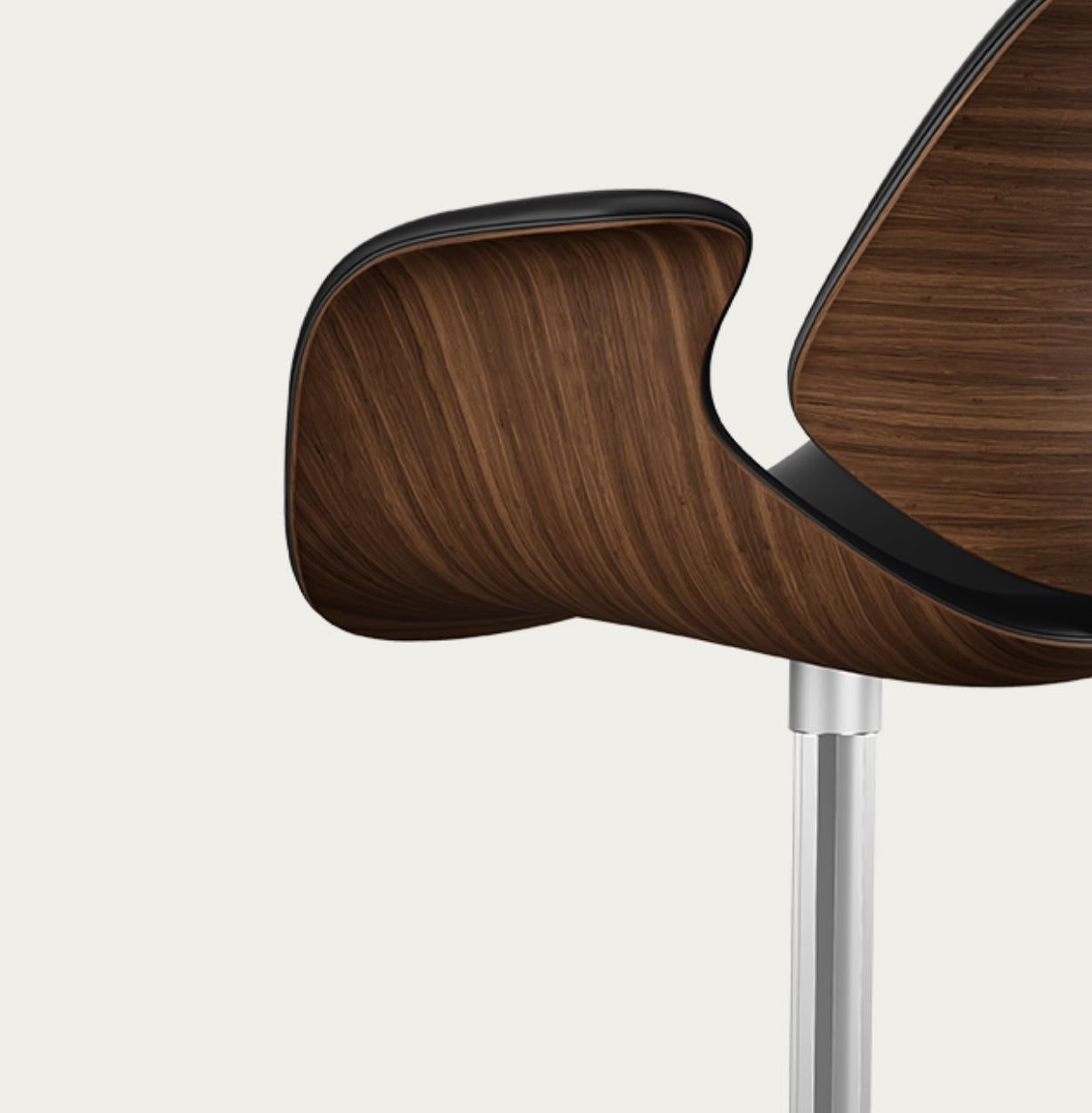 Contemporary Salto and Sigsgaard Council Chair Walnut, Upholstery: Black For One Collection For Sale
