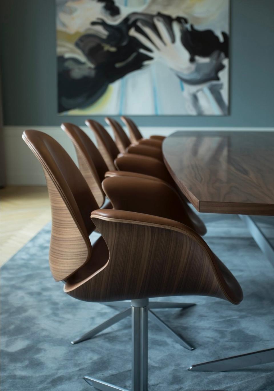 Salto and Sigsgaard Council Chair Walnut, Upholstery: Cognac For One Collection For Sale 12