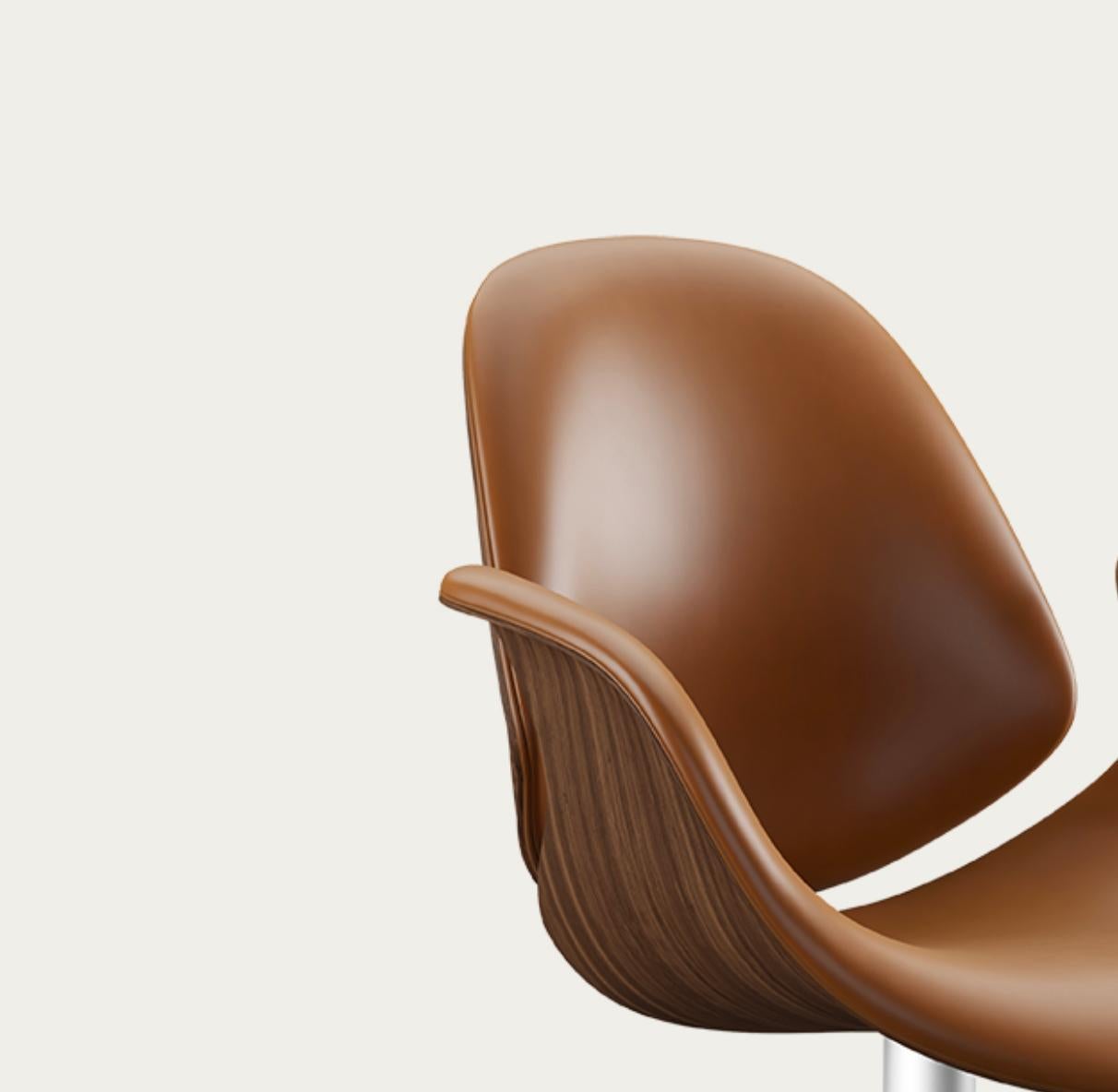 Salto and Sigsgaard Council Chair Walnut, Upholstery: Cognac For One Collection In New Condition For Sale In Barcelona, Barcelona