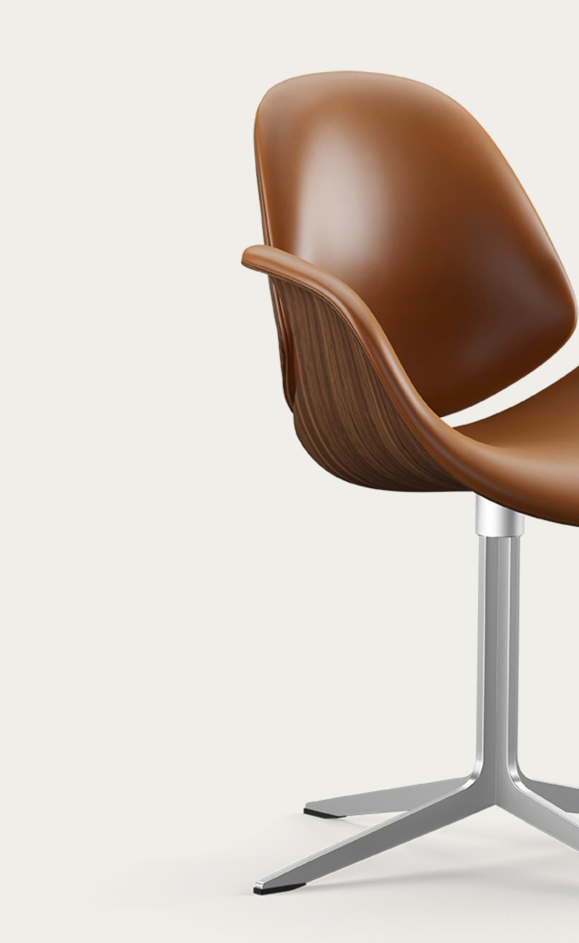 Metal Salto and Sigsgaard Council Chair Walnut, Upholstery: Cognac For One Collection For Sale