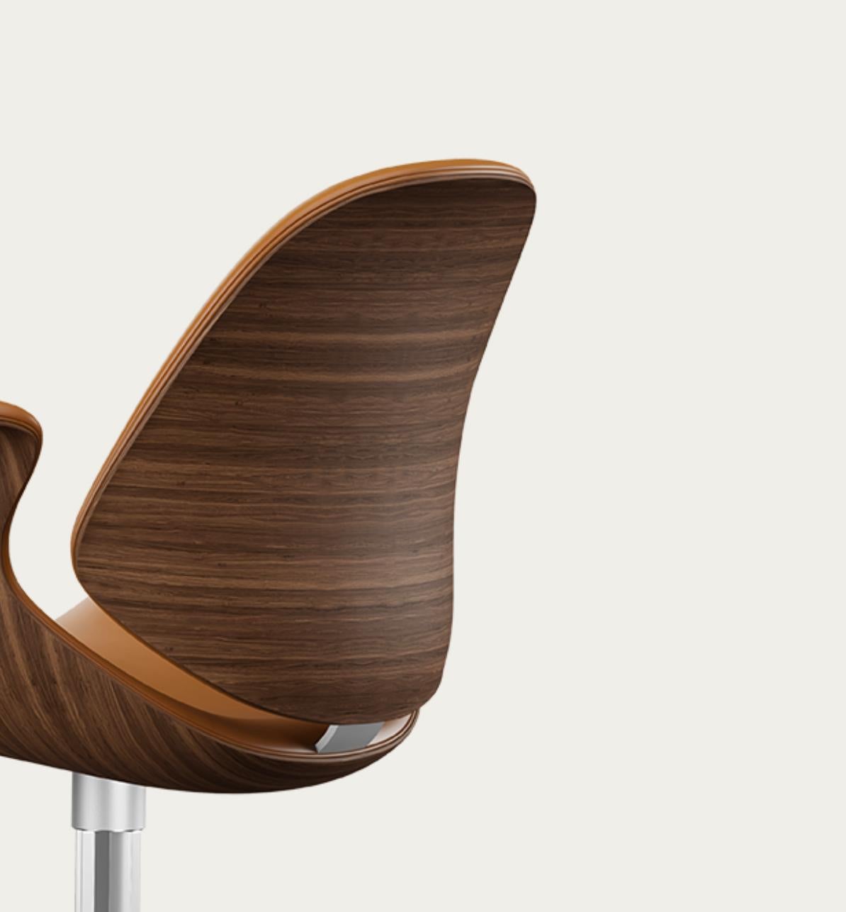 Salto and Sigsgaard Council Chair Walnut, Upholstery: Cognac For One Collection For Sale 2