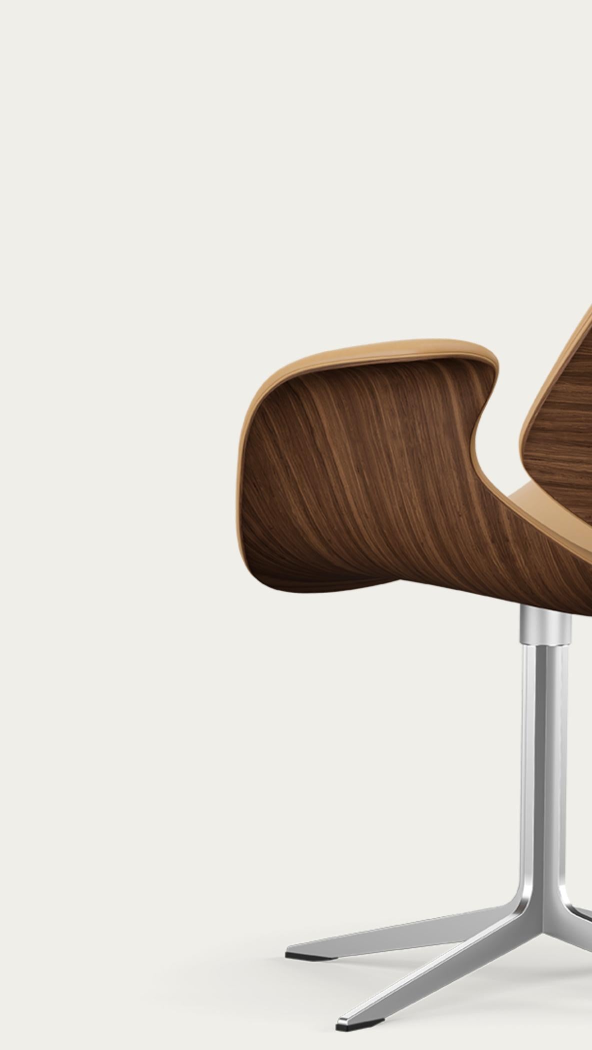Leather Salto and Sigsgaard Council Chair Walnut, Upholstery: Sand For One Collection For Sale