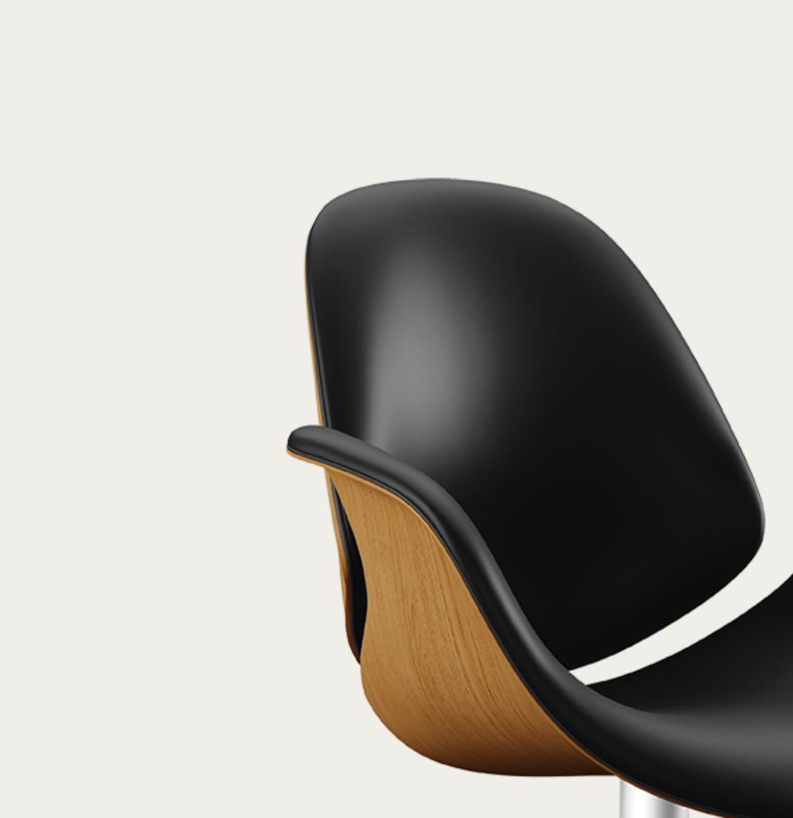 Salto and Sigsgaard Council Chair Wood:Oak Upholstery: Black For One Collection For Sale 3