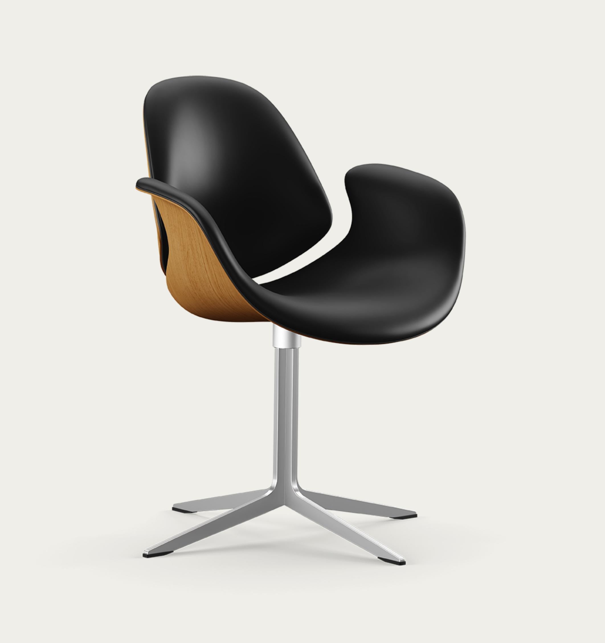 Mid-Century Modern Salto and Sigsgaard Council Chair Wood:Oak Upholstery: Black For One Collection For Sale