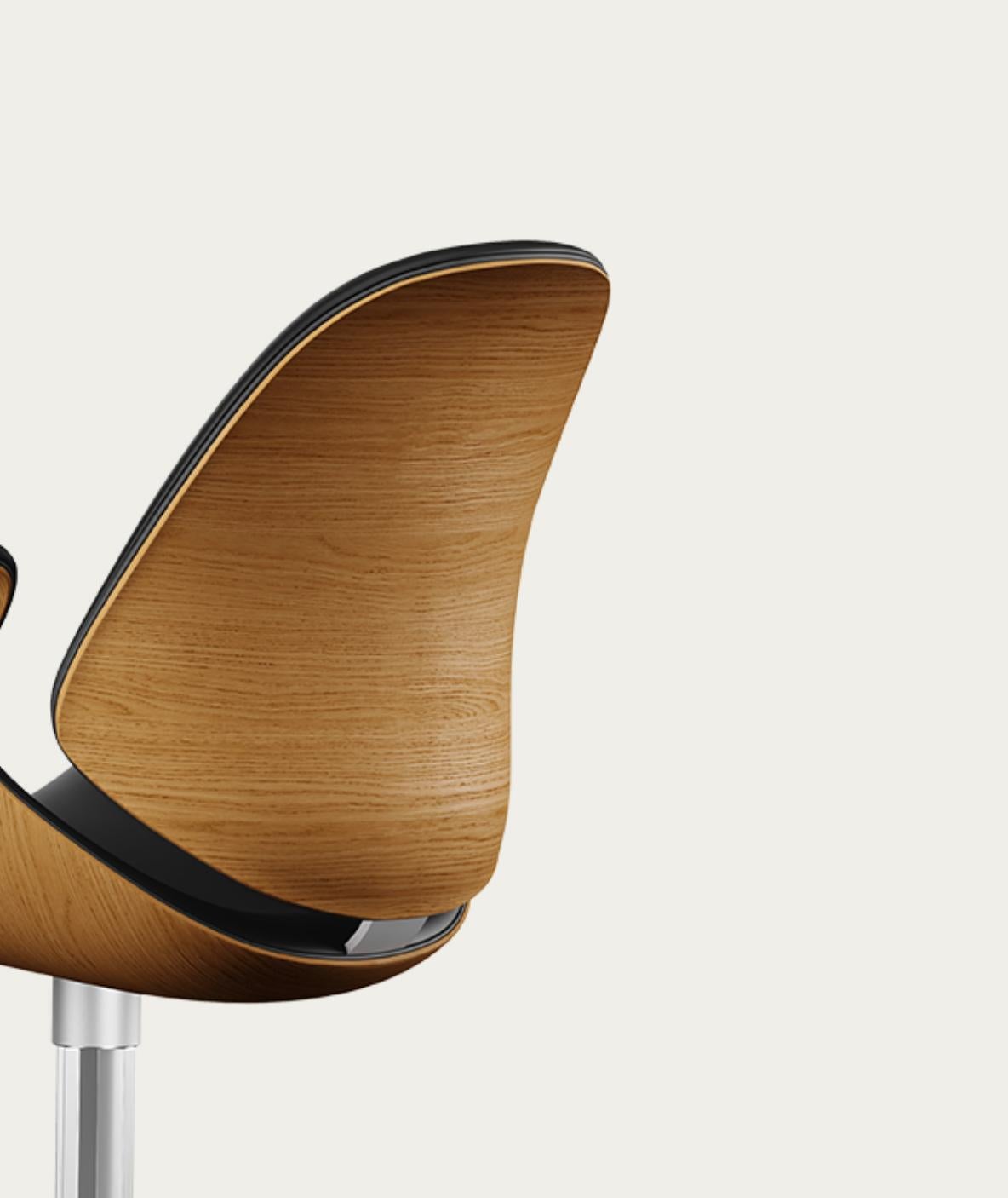Salto and Sigsgaard Council Chair Wood:Oak Upholstery: Black For One Collection In New Condition For Sale In Barcelona, Barcelona