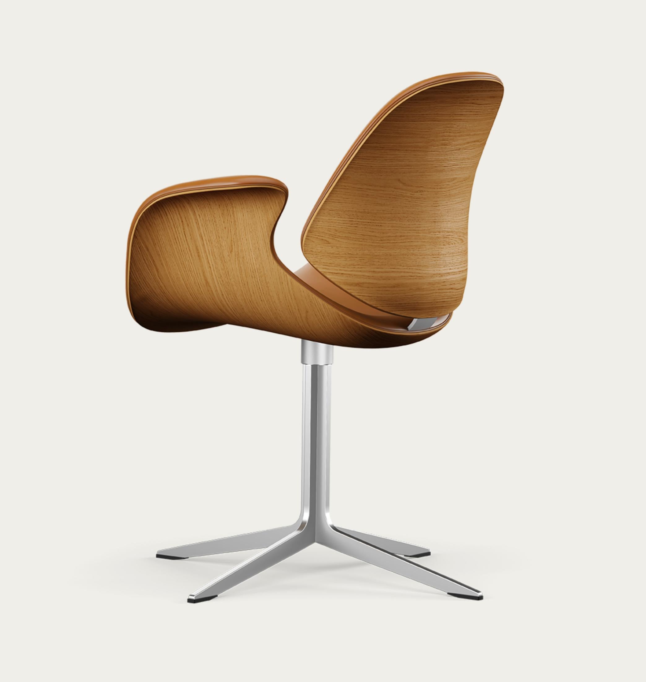 Mid-Century Modern Salto and Sigsgaard Council Chair Wood:Oak Upholstery: Cognac For One Collection For Sale