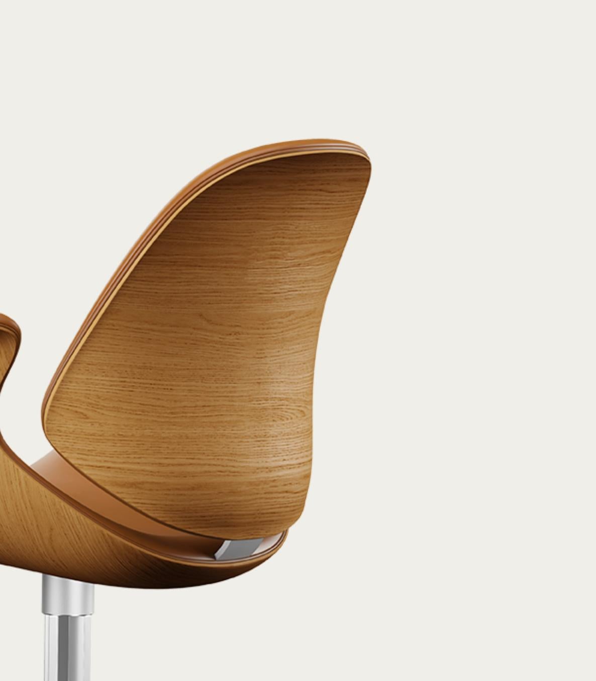 Salto and Sigsgaard Council Chair Wood:Oak Upholstery: Cognac For One Collection In New Condition For Sale In Barcelona, Barcelona