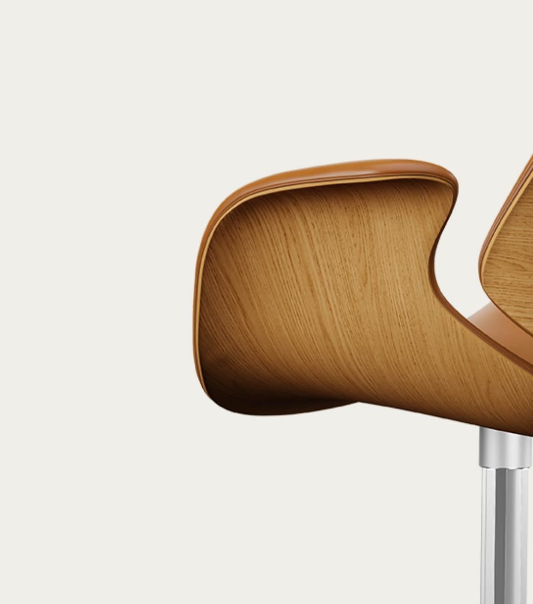 Contemporary Salto and Sigsgaard Council Chair Wood:Oak Upholstery: Cognac For One Collection For Sale