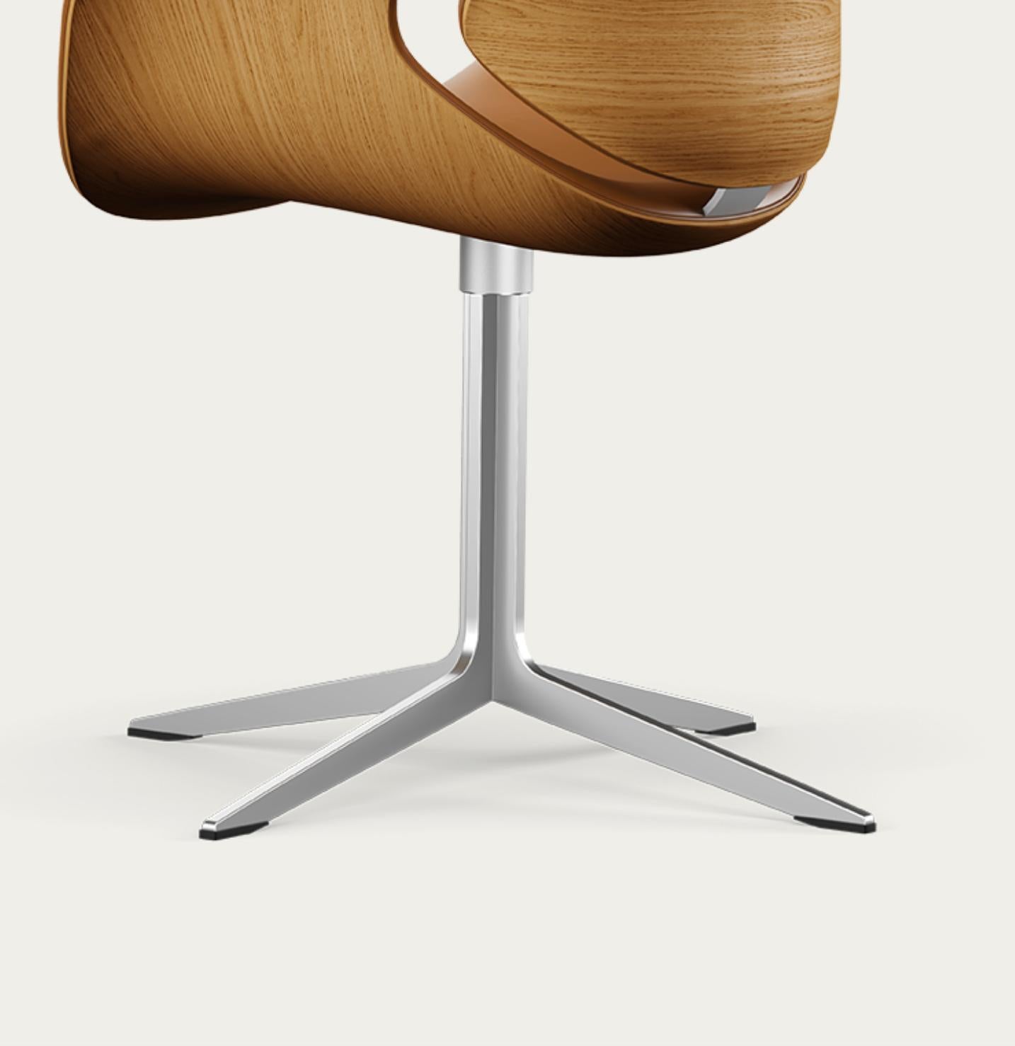 Metal Salto and Sigsgaard Council Chair Wood:Oak Upholstery: Cognac For One Collection For Sale