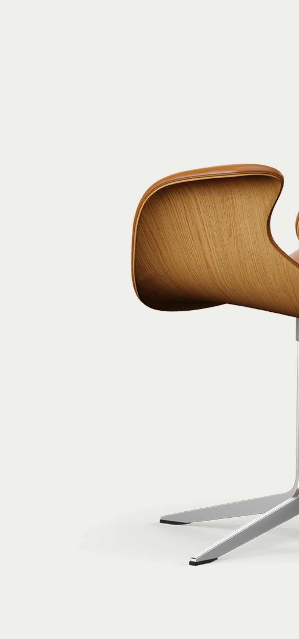 Salto and Sigsgaard Council Chair Wood:Oak Upholstery: Cognac For One Collection For Sale 1