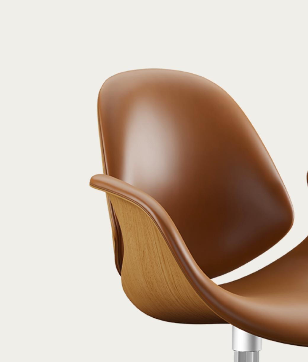 Salto and Sigsgaard Council Chair Wood:Oak Upholstery: Cognac For One Collection For Sale 2