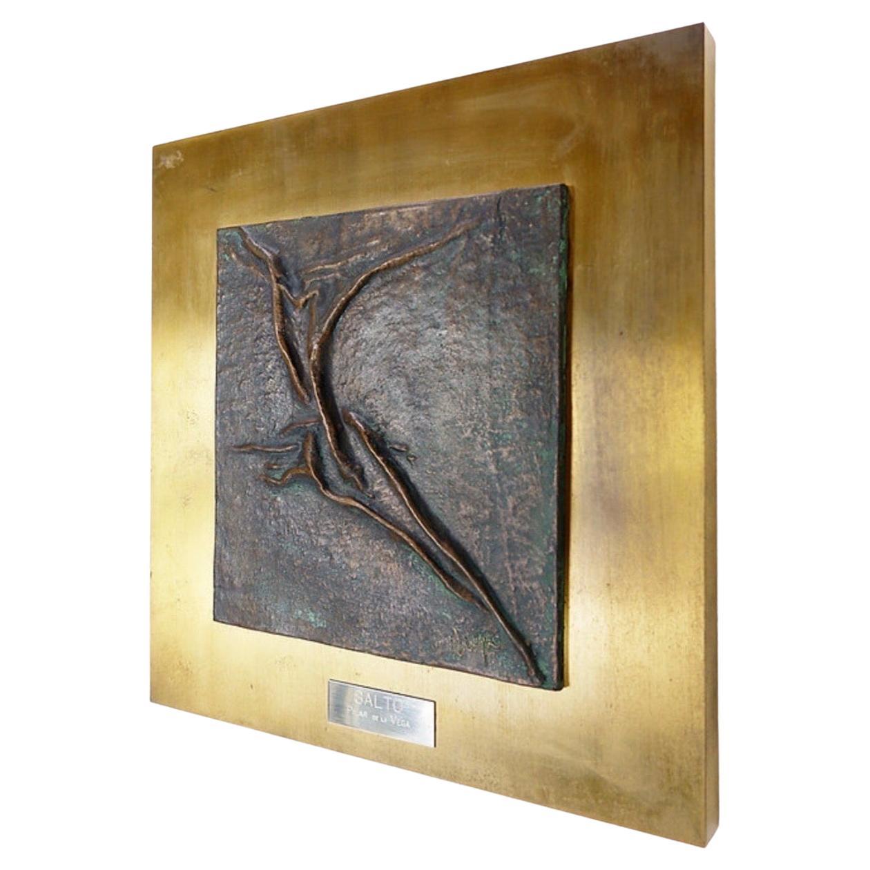 "Salto" Pilar de la Vega Martinez bronze sculpture on panel