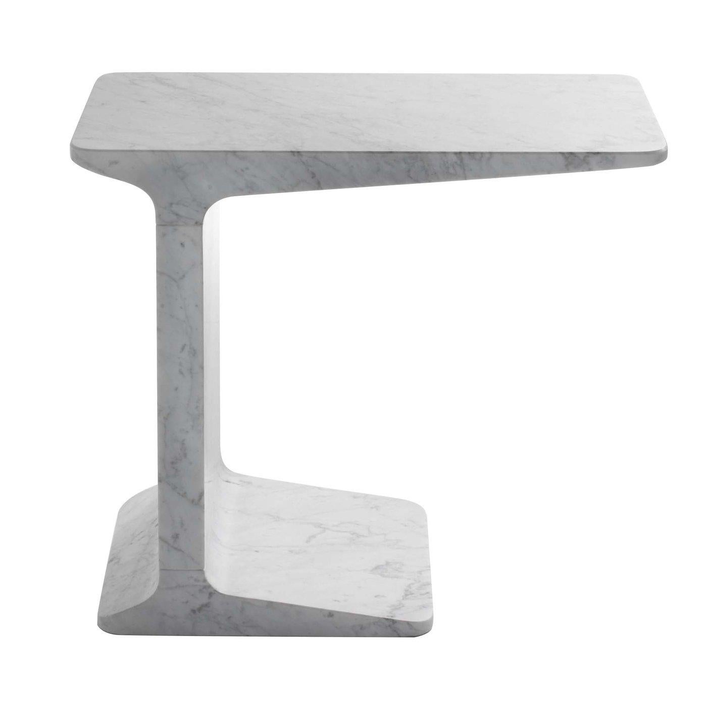 Side table in white Carrara marble, matt polished finish.