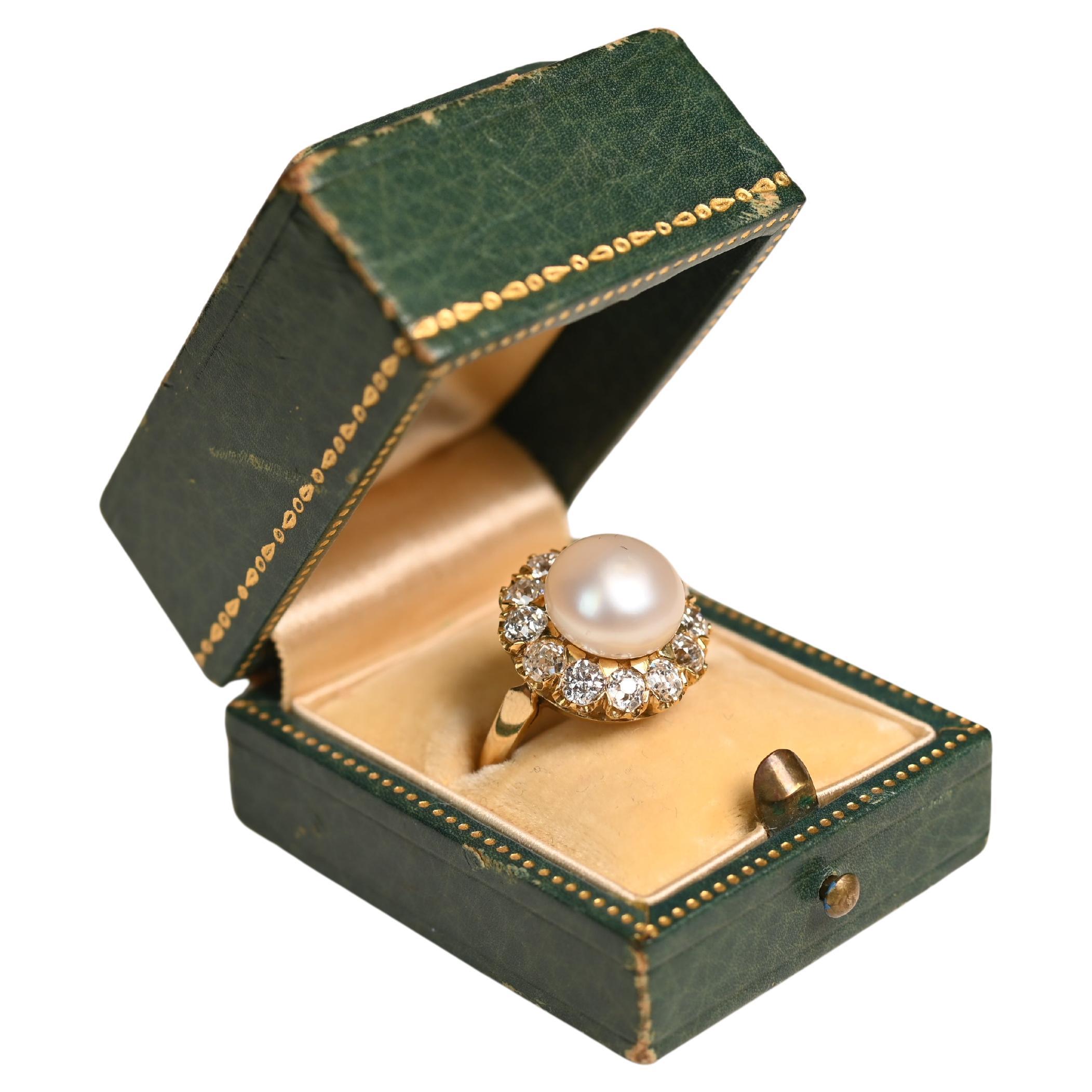 Saltwater Pearl Engagement Ring (Approx. 21.40-Chows), Diamond Halo, 18K Yellow