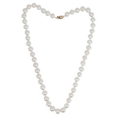 Saltwater South Sea 8.5mm Cultured Pearl 17" Necklace with 14K Gold Filigree Cla