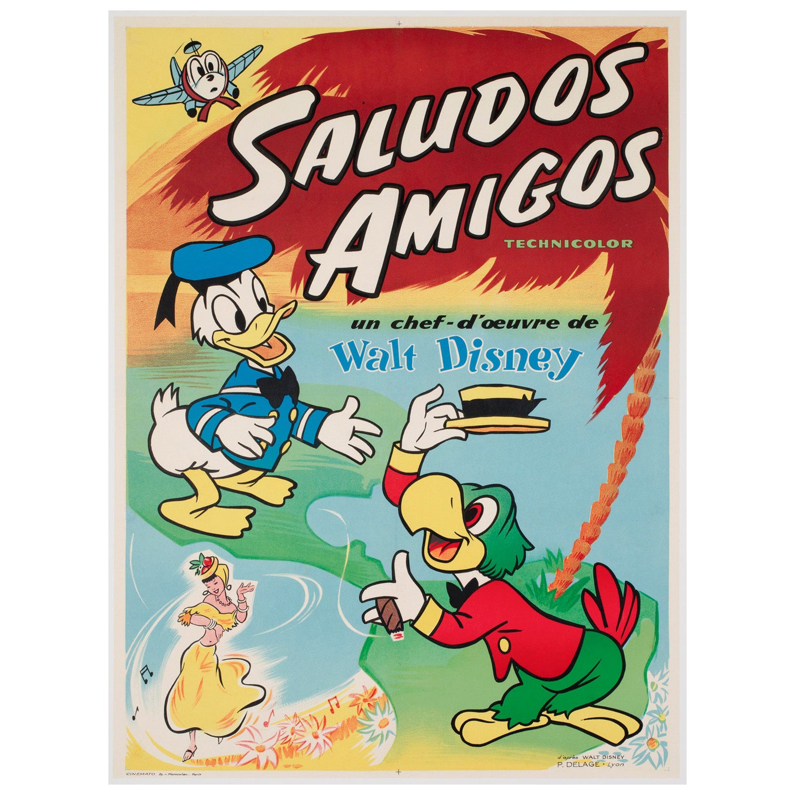 Saludos Amigos c1950 Affiche du film français Moyenne en vente