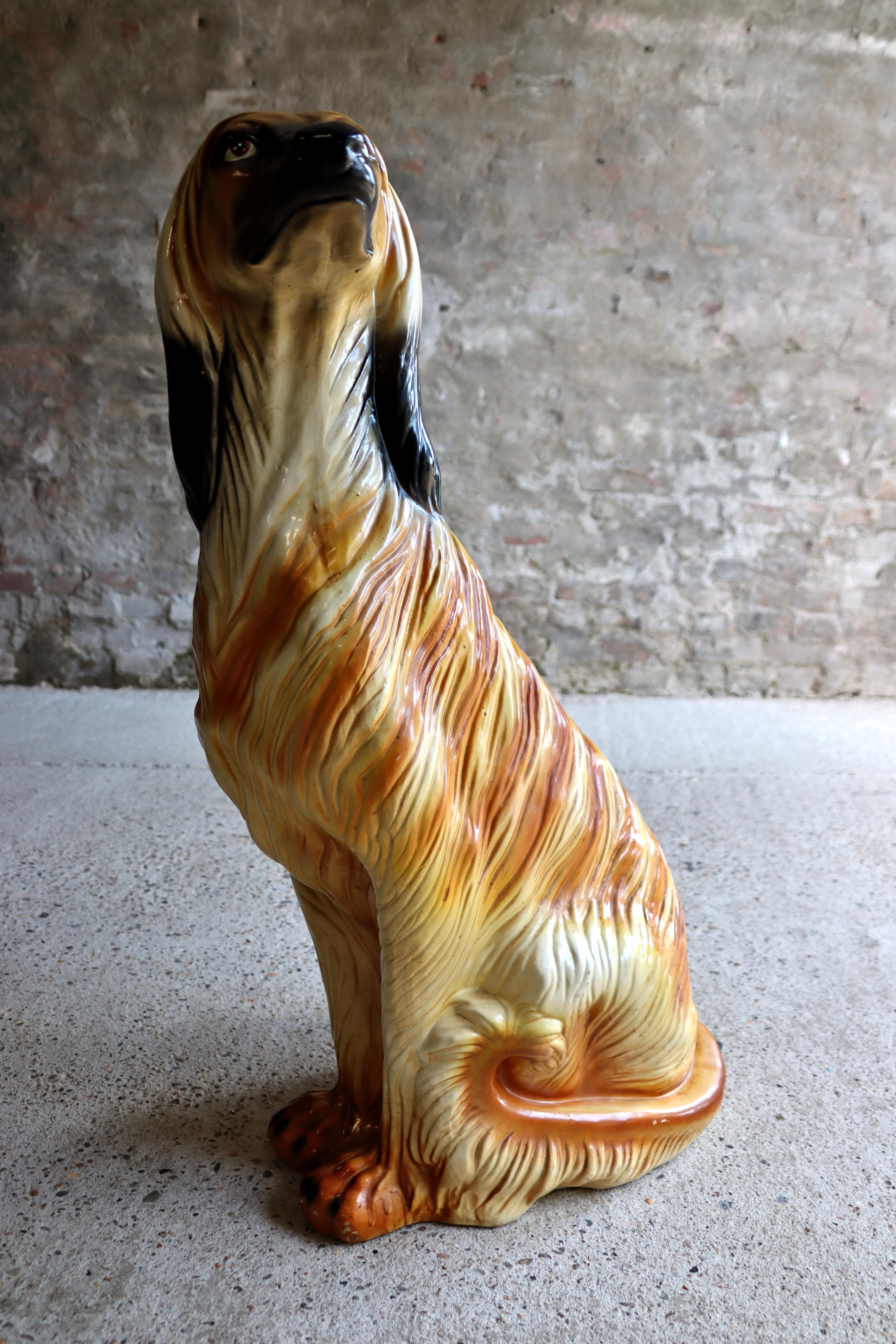 Saluki Windhund - Keramik - Statue - 1980er Jahre im Angebot 1