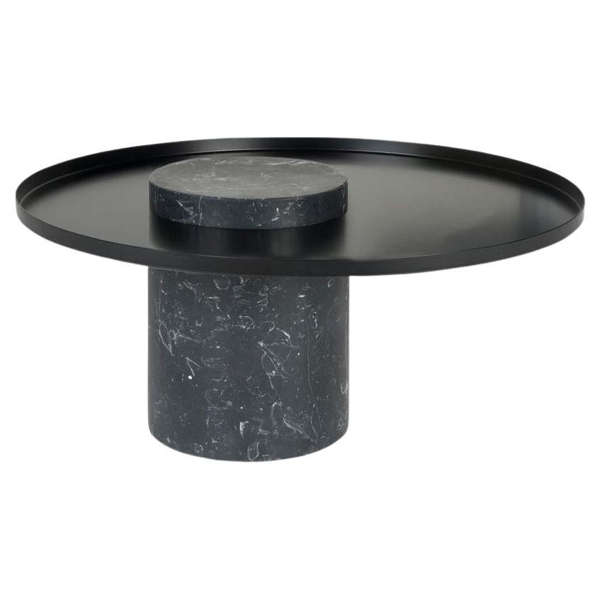 Salute Table Black Marble Column Black Tray by La Chance For Sale