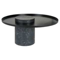 Salute Table Black Marble Column Black Tray by La Chance