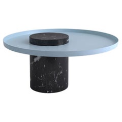 Salute Table Black Marble Column Light Blue Tray by La Chance