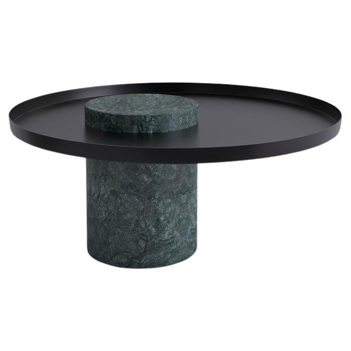 Salute Table Green Marble Column Black Tray by La Chance For Sale