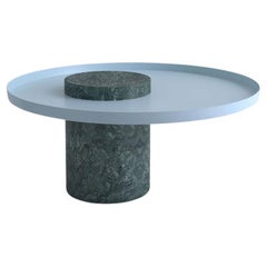 Plateau colonne bleu clair en marbre vert Salute Table de La Chance