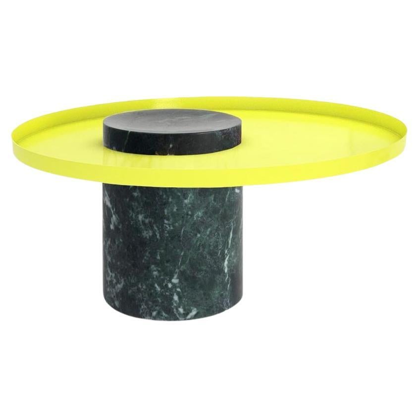 Salute Tisch Grüner Marmorsäulentablett Gelbes Tablett von La Chance im Angebot