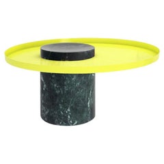Salute Table Green Marble Column Yellow Tray by La Chance