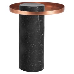 Salute Table 46hcm Black Marble Column Copper Tray by La Chance