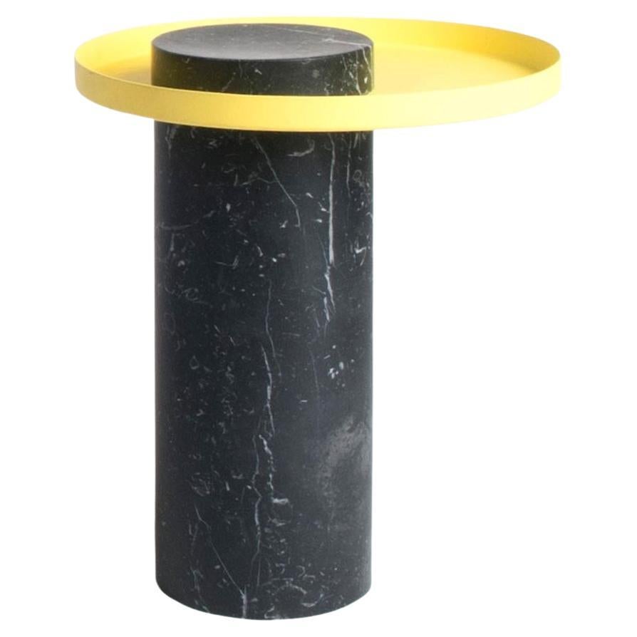 Salute Table 46hcm Black Marble Column Yellow Tray By La Chance For Sale