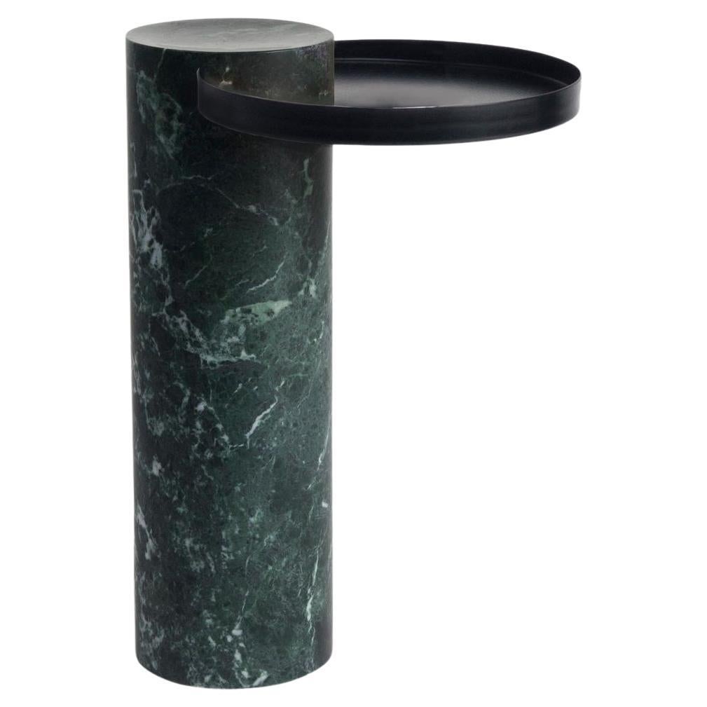 Salute Table Green Marble Column Black Tray by La Chance For Sale
