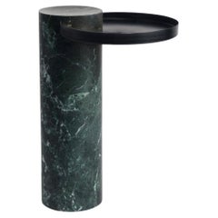 Salute Table Green Marble Column Black Tray by La Chance